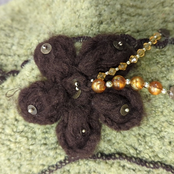 Green Sweater With Flower Accent - Picture 8 of 8